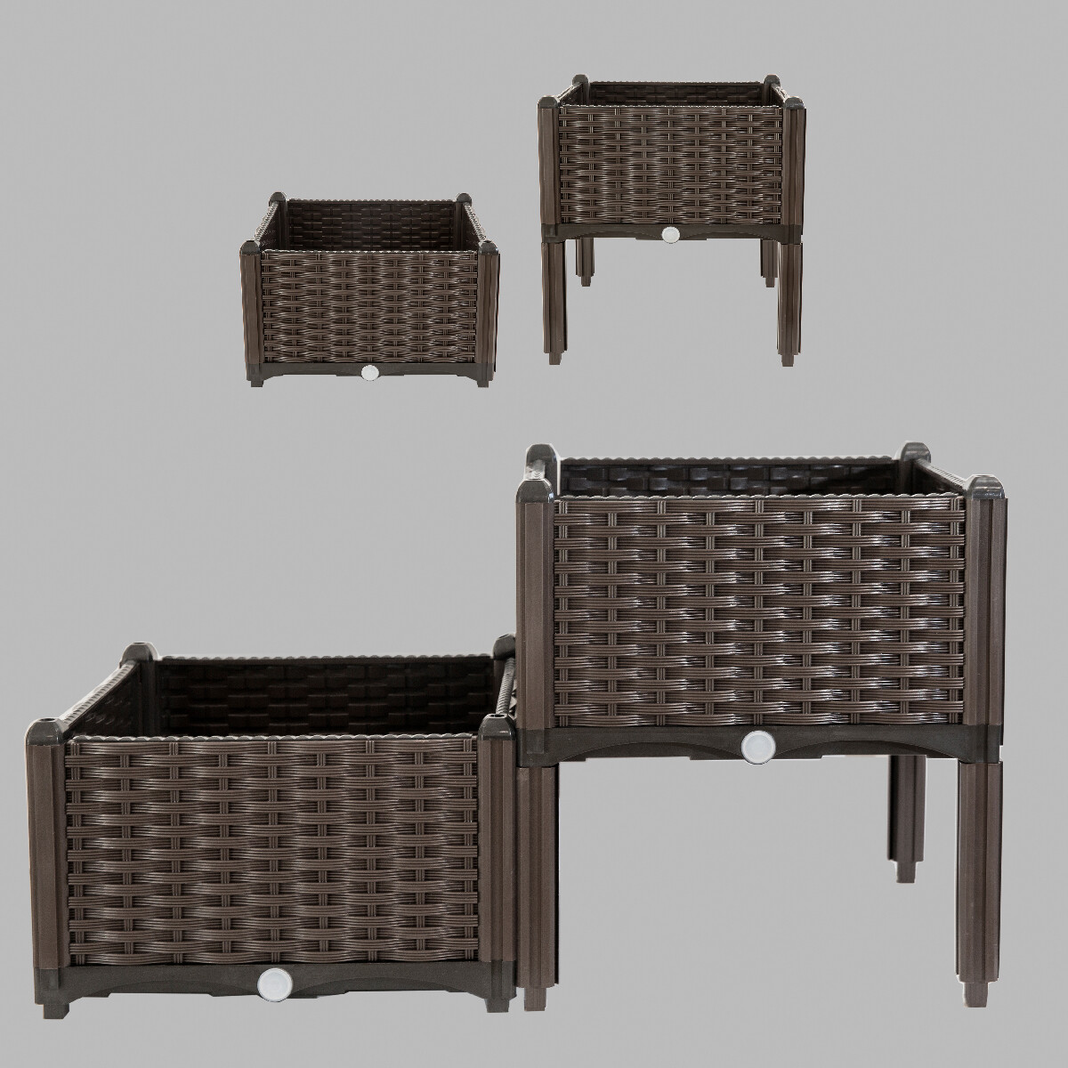 Barton 2 Pieces Raised Garden Bed Brown Plastic w/Self-Watering Design Outdoor