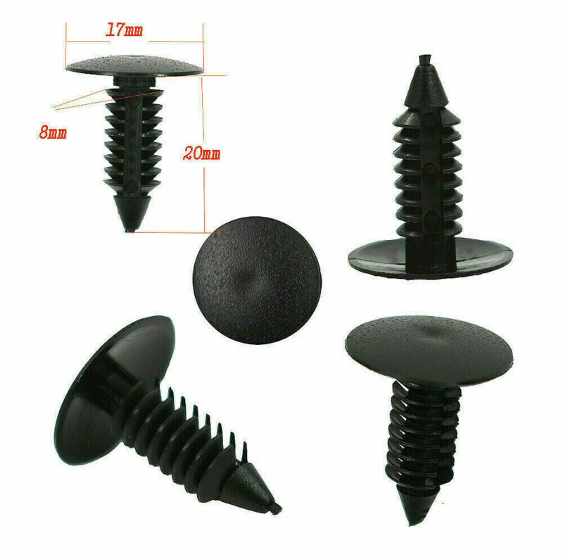 100x 8mm Bumper Clips Auto Car Hole Plastic Rivets Fastener Fender Push Trim Pin