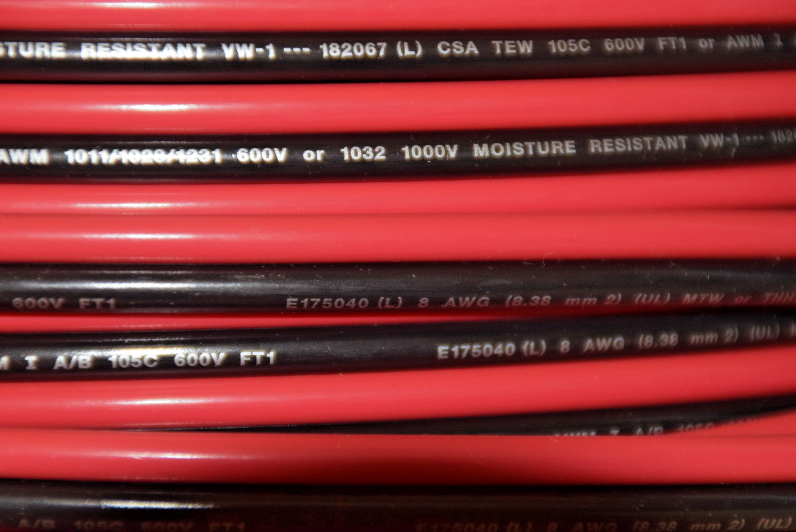 100 FT. Battery Cable, Bonded , 8 AWG, 600V UL 1028/1231 RED/BLACK FREE SHIP!