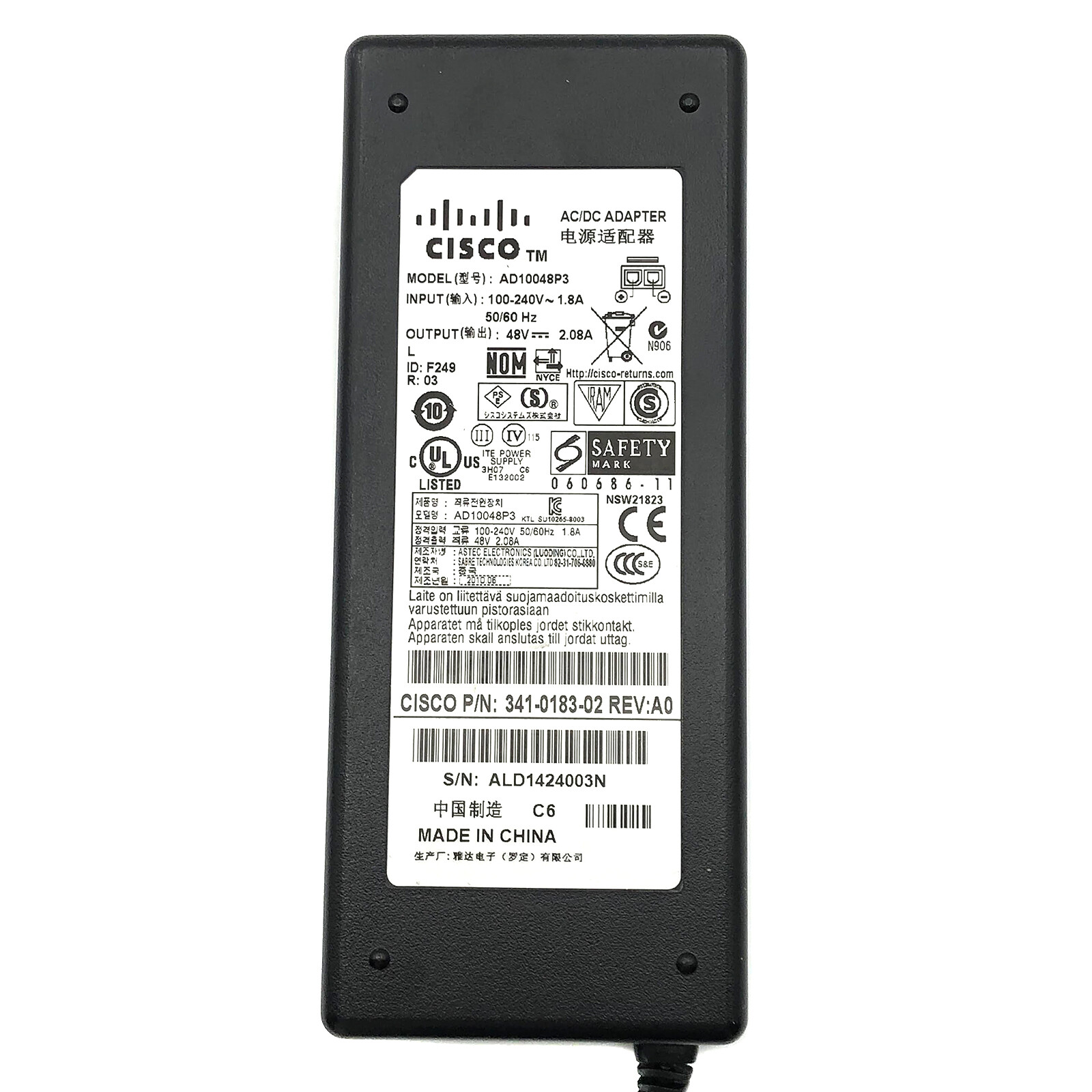 Genuine 48V AC Adapter for Cisco AIR-CT2504-K9 2500 Series LAN Controller w/PC