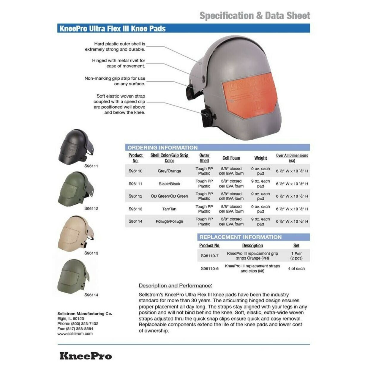 Sellstrom S96111 Ultra Flex III KneePro Knee Pads Construction Flooring Roofing