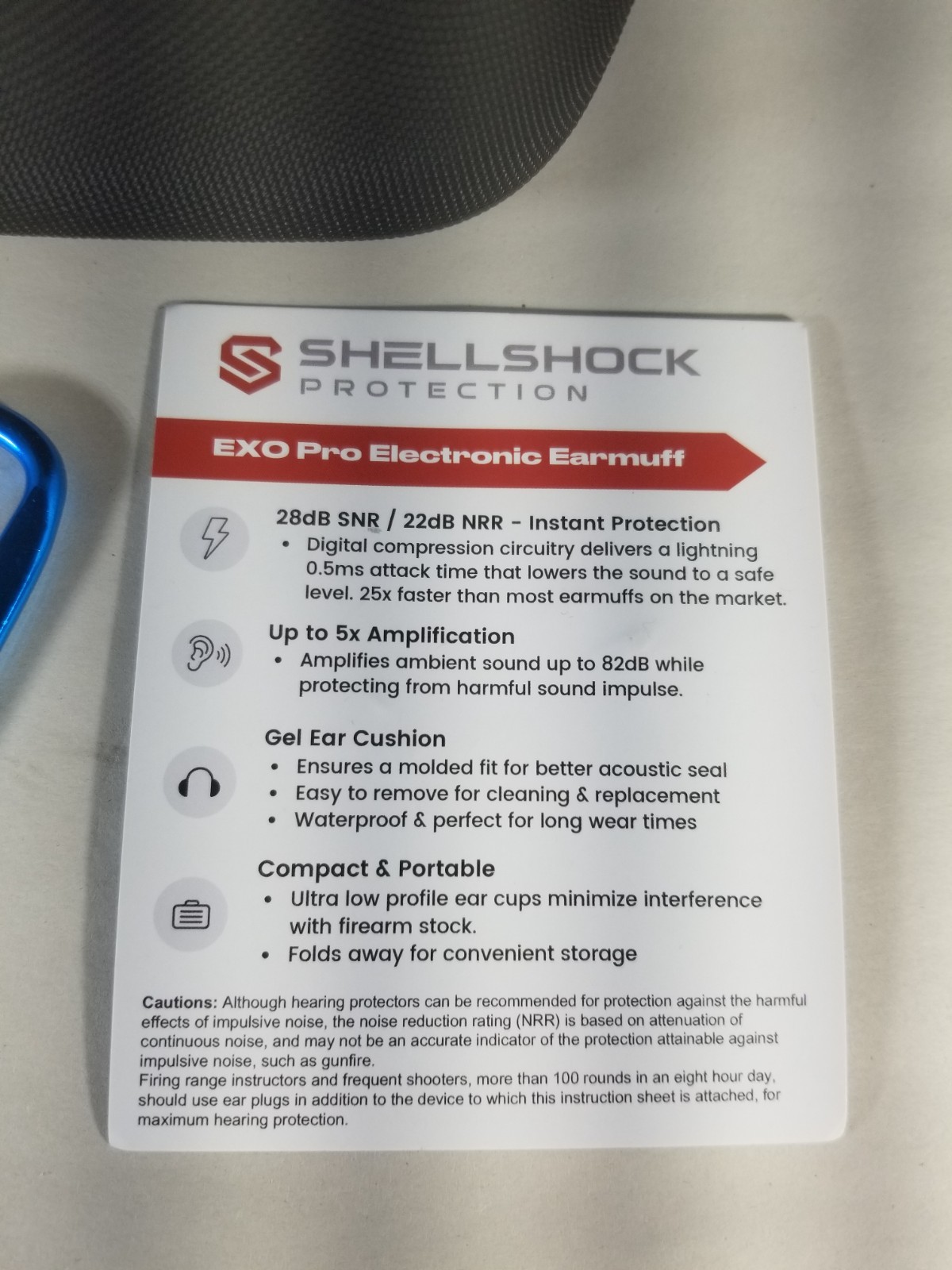 Shellshock Protection Exo Pro Electronic Earmuff w/ Shockproof Hard Case