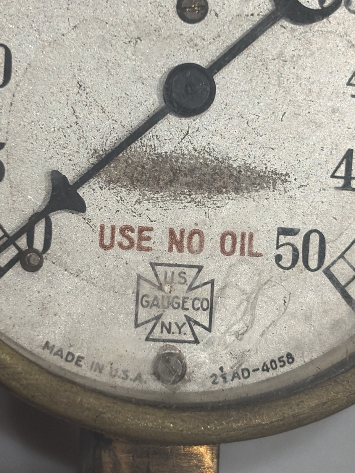 Vintage U.S. Gauge Co NY 0–50 PSI Pressure Gauge 2½” Brass Steampunk Industrial