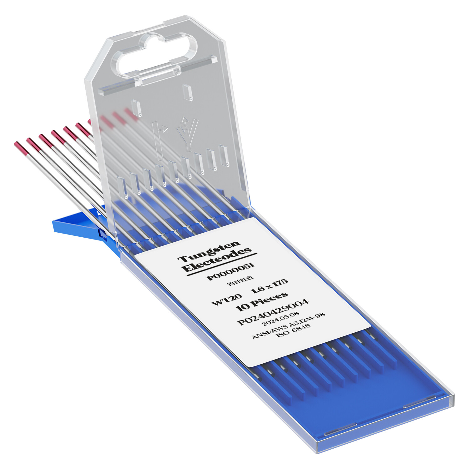 10-pk 1/16" x 7" Red TIG Welding Tungsten Electrode 2% Lantanated ,US Stock