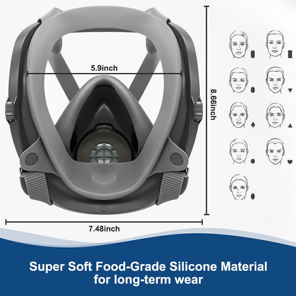 15 IN 1 Gas Mask Full Face Respirator Paint Spray Chemical Facepiece Safety 6800