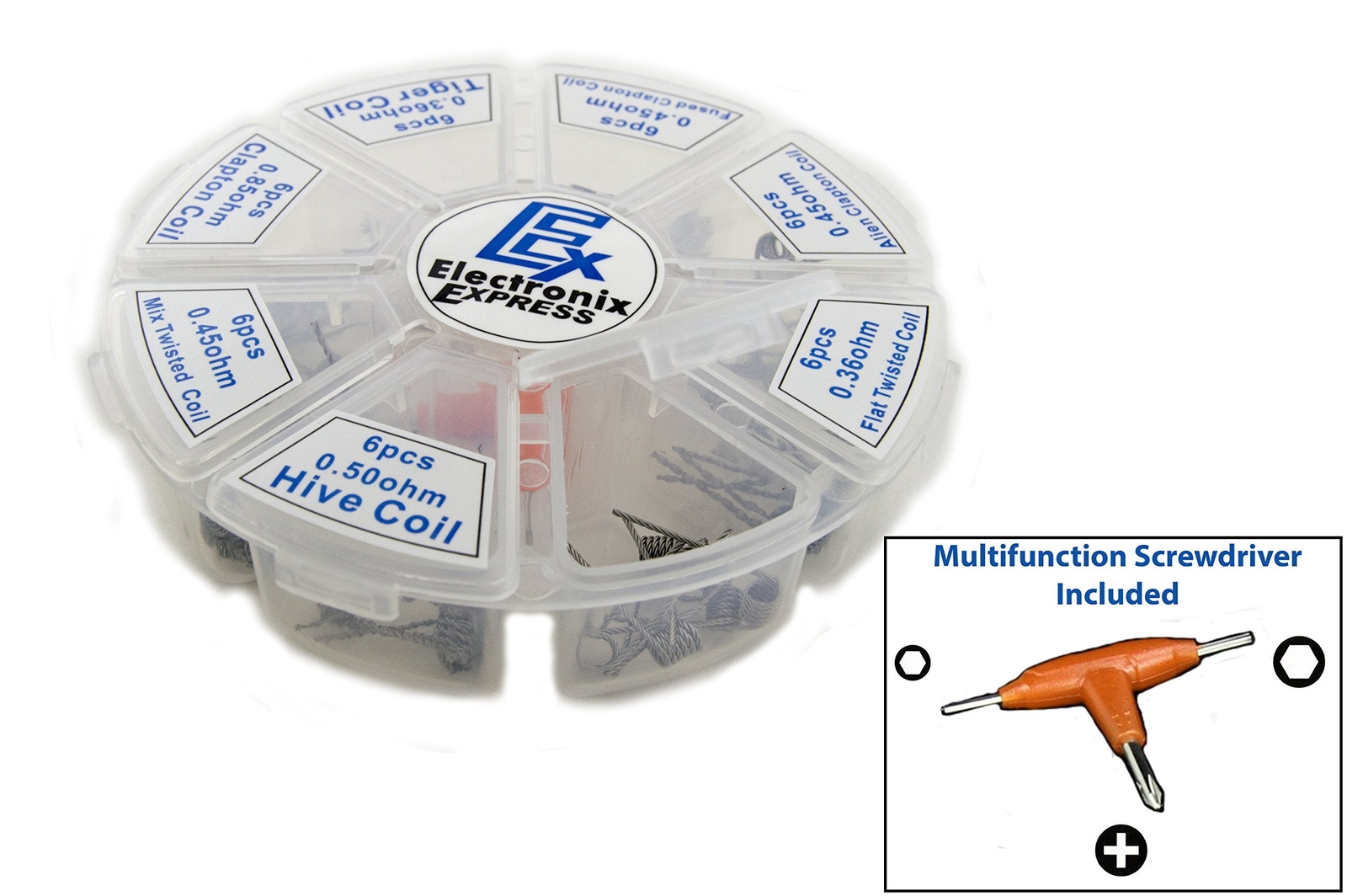 8 Different Pre-Built Coils - 48 Pieces Total - Convenient Case