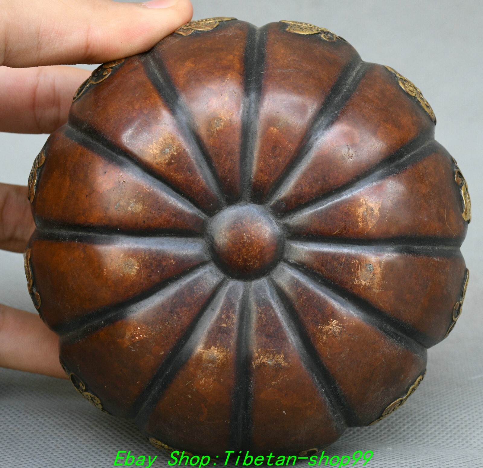 4.7''Old Dynasty Purple Bronze Gold Butterfly Pattern Incense Burner Censer