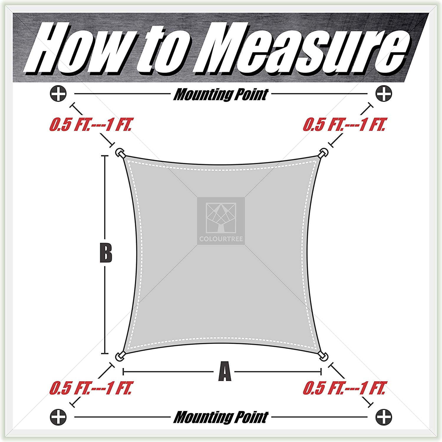 Colourtree Grey Custom Size Rectangle Sun Shade Sail Canopy Fabric Cover Patio