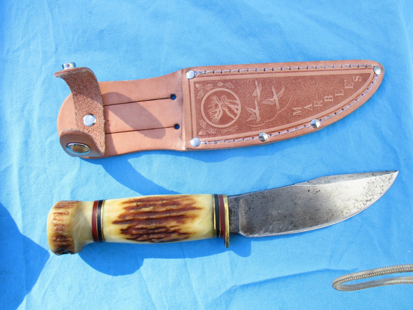 Vintage Marbles Stag Woodcraft Knife (As Is) w/ Aftermarket Sheath