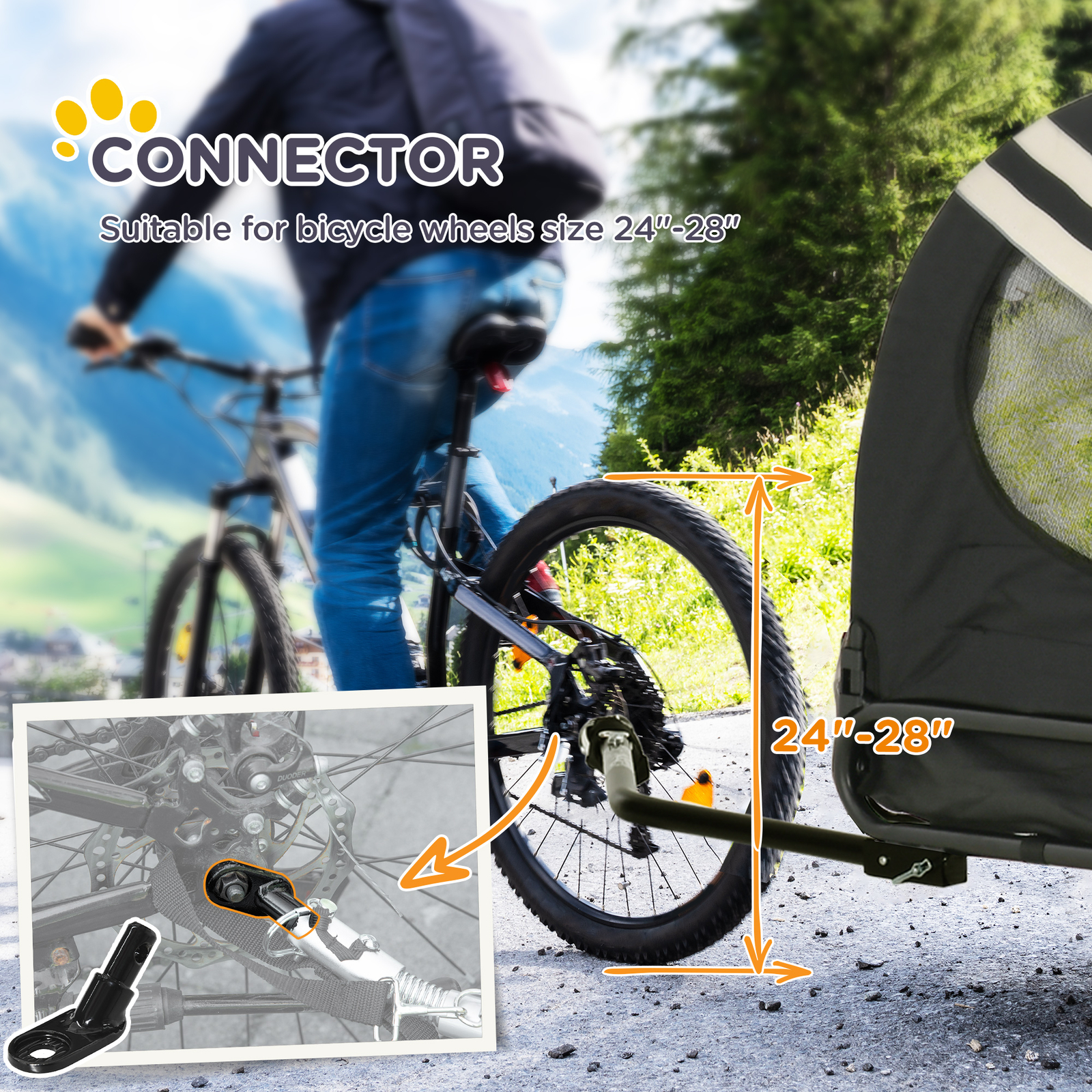 2-In-1 Dog Bike Trailer Pet Stroller with Universal Wheel Reflector Flag White