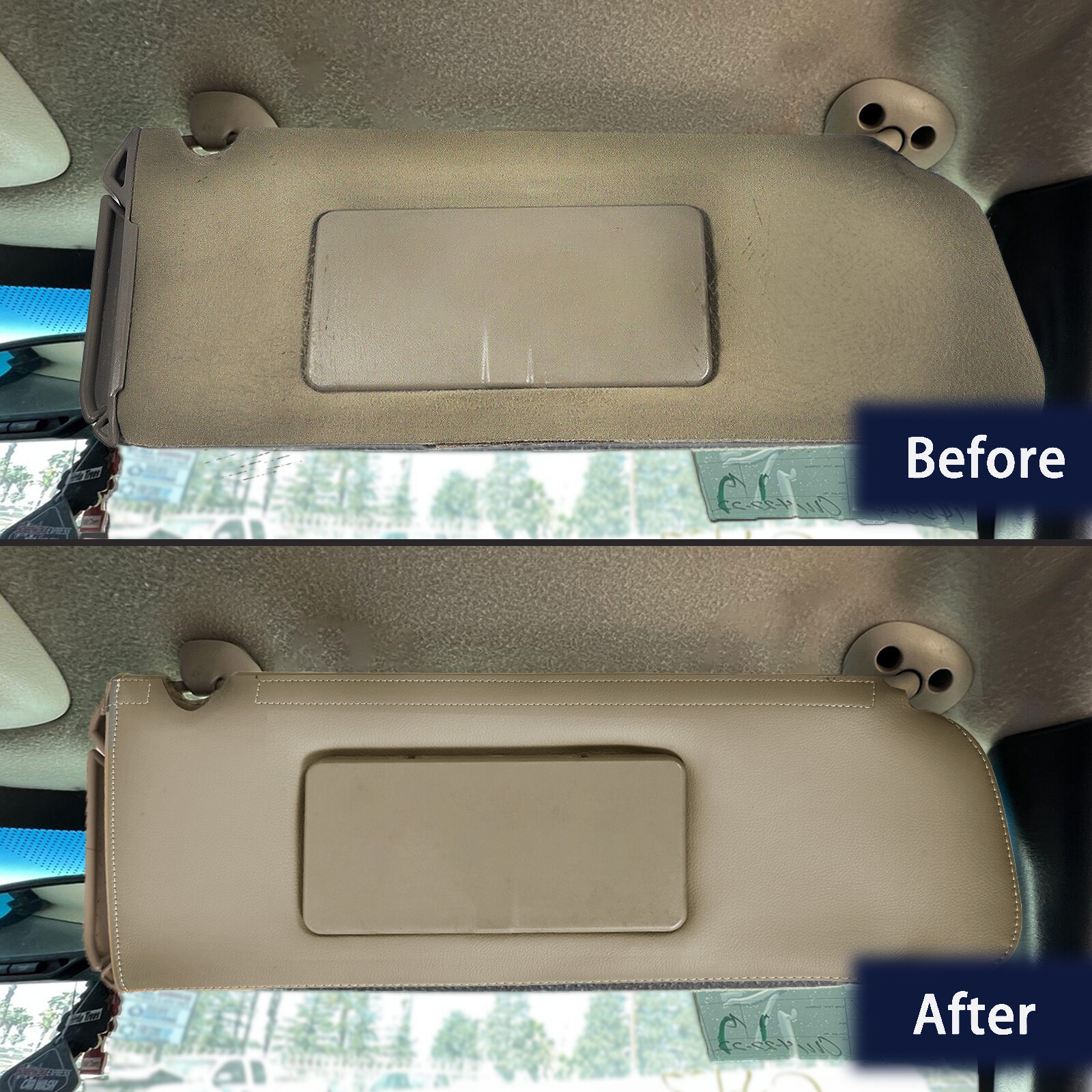 Sun Visor Replacement Cover Leather 95-99 Chevy Tahoe Suburban Yukon Beige Tan