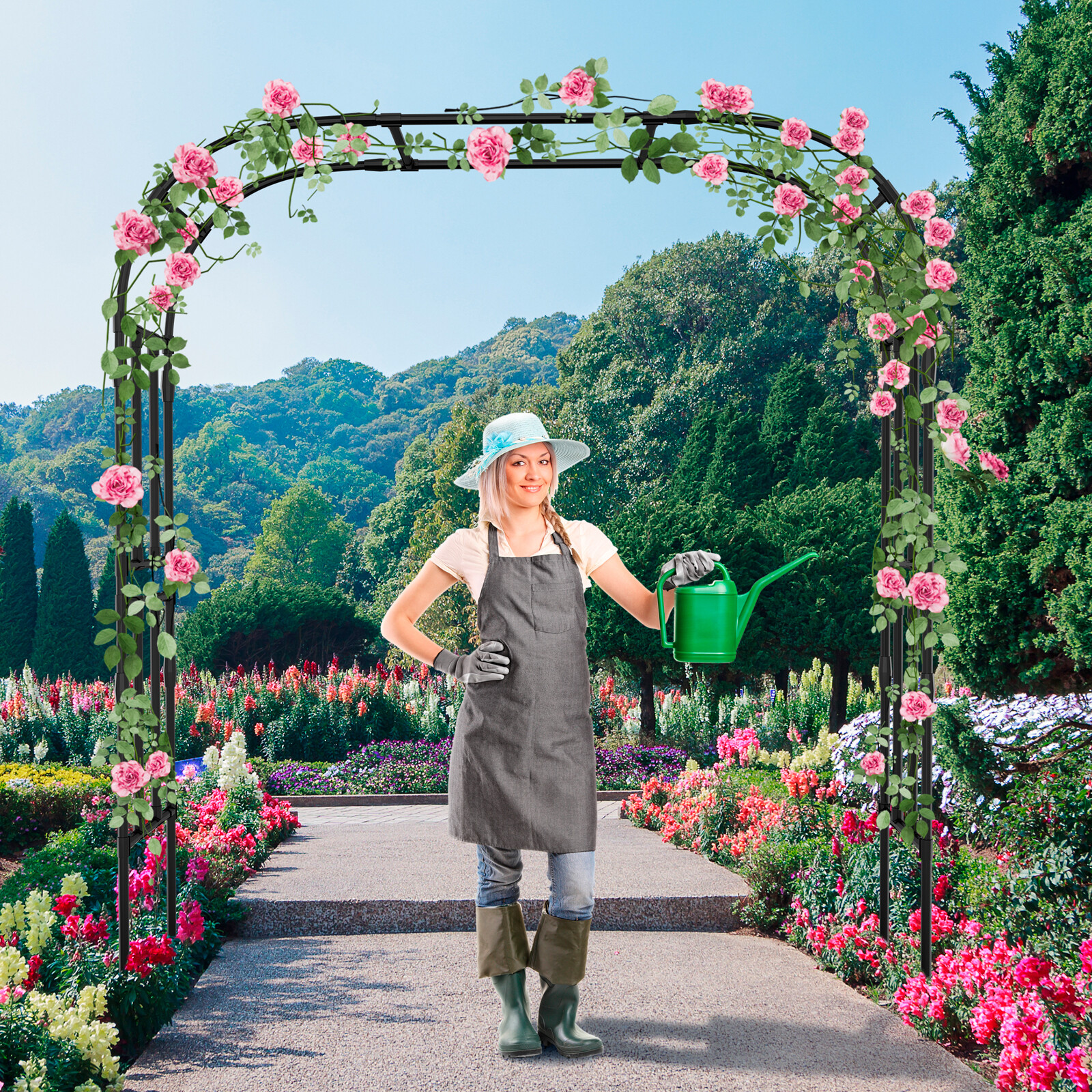 NAIZEA Garden Arch Trellis 87"H x 79" L Garden Arch Arbor Trellis Plant Climbing