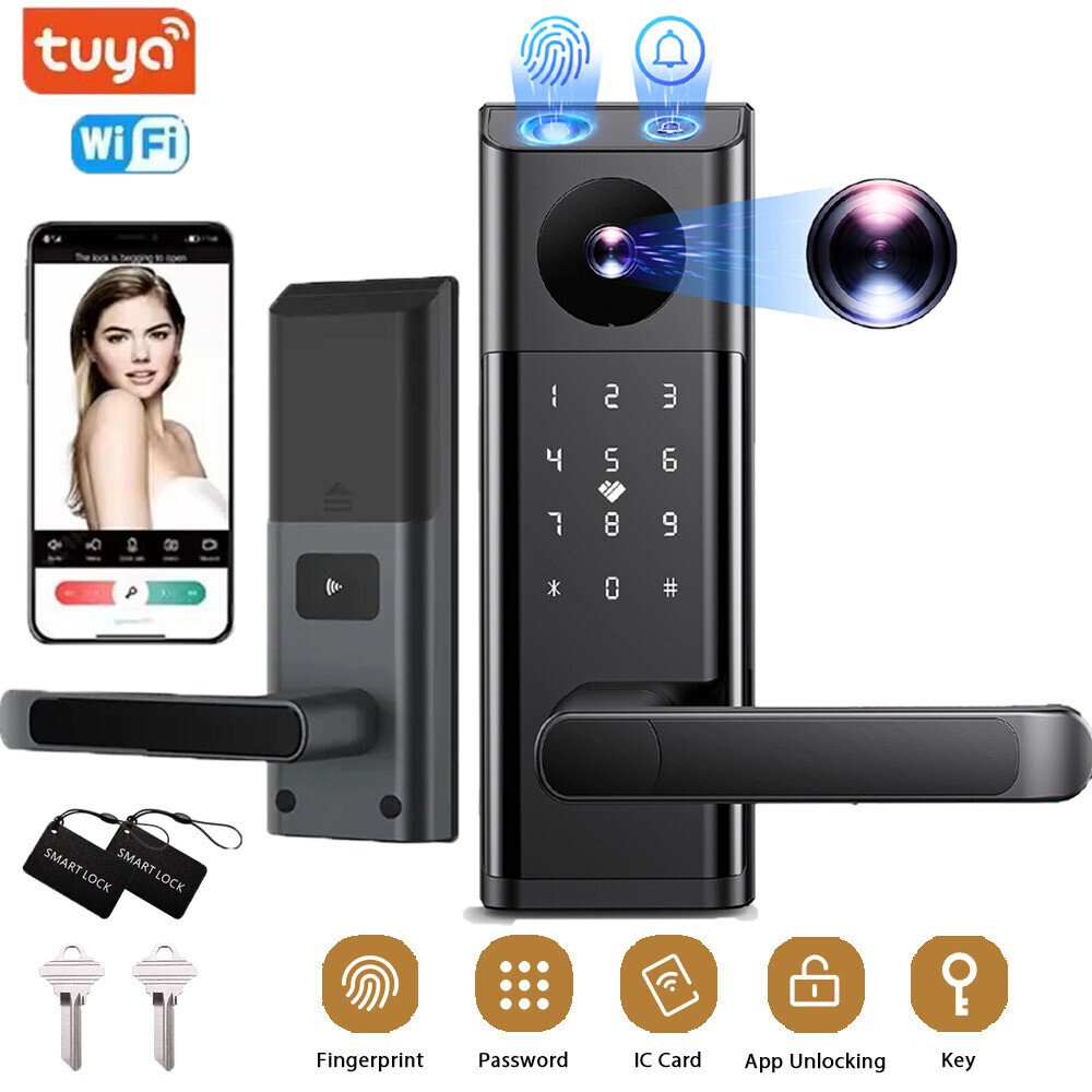 WiFi Door Lock with Camera, Deadbolt Smart Lock with Video Doorbell Keyless Lock