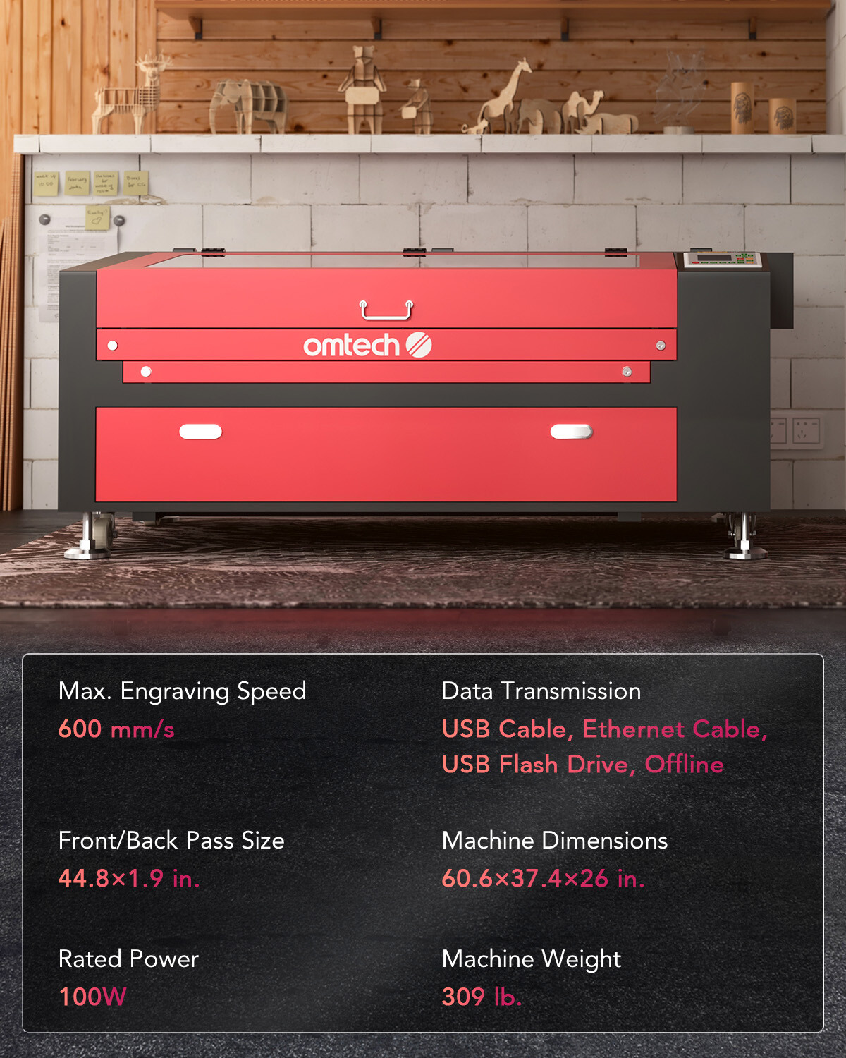 OMTech 100W 24x40 CO2 Laser Engraver Cutter Engraving Cutting Marking Machine