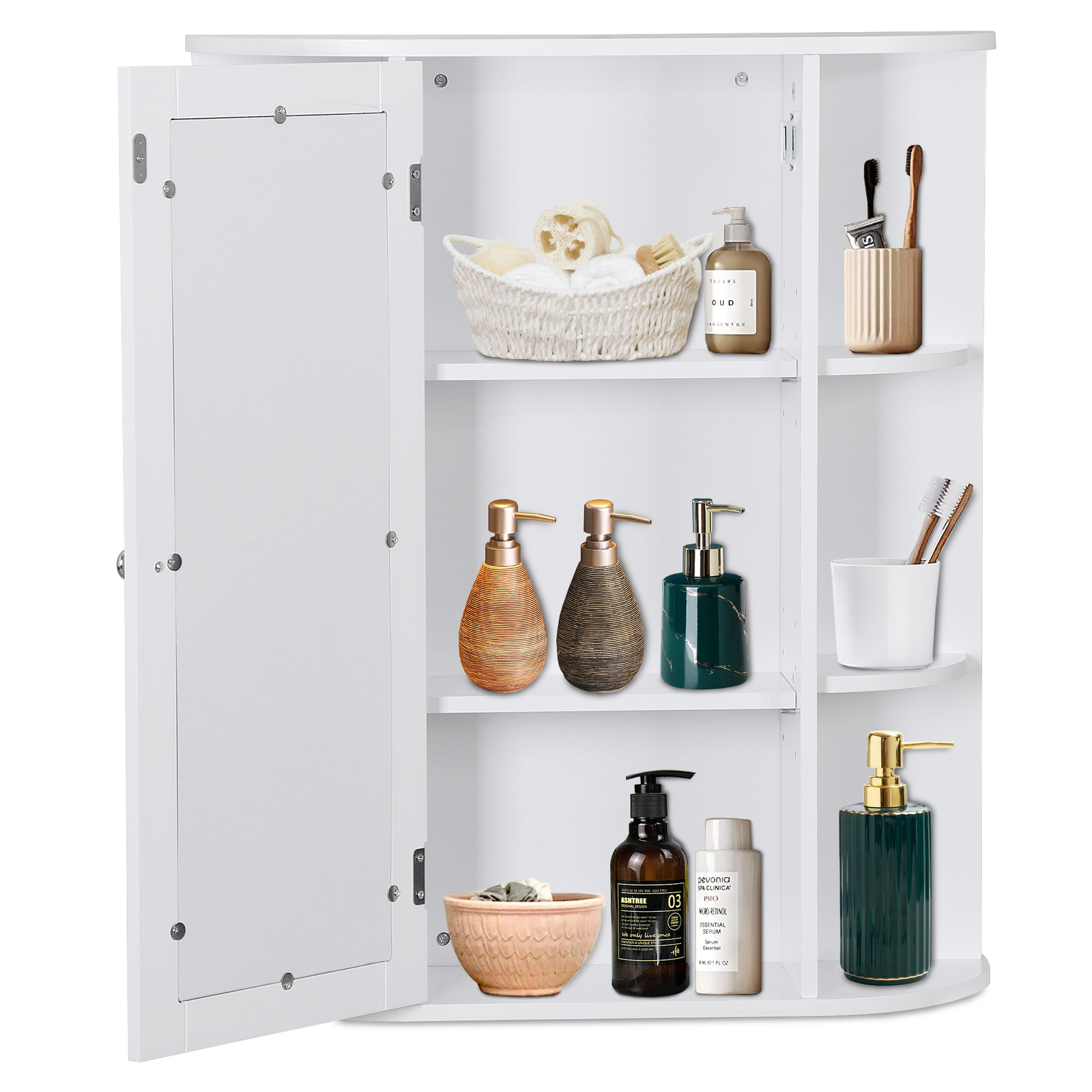 Bathroom Cabinet Single Door Wall Mount Medicine Cabinet with Mirror Shelf