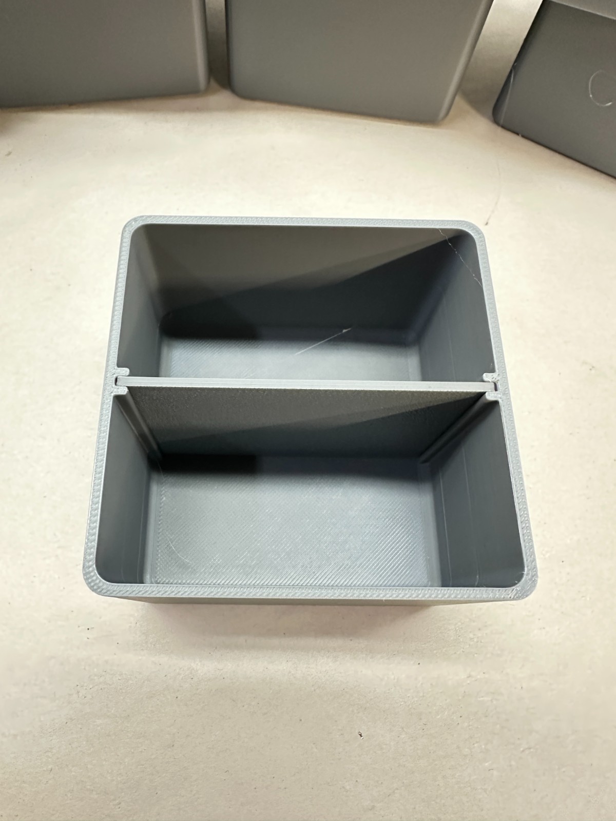 8 Tool Box Bins- 3" x 3" x 2” Deep W/ Divider (Actual Dimensions) - Gray