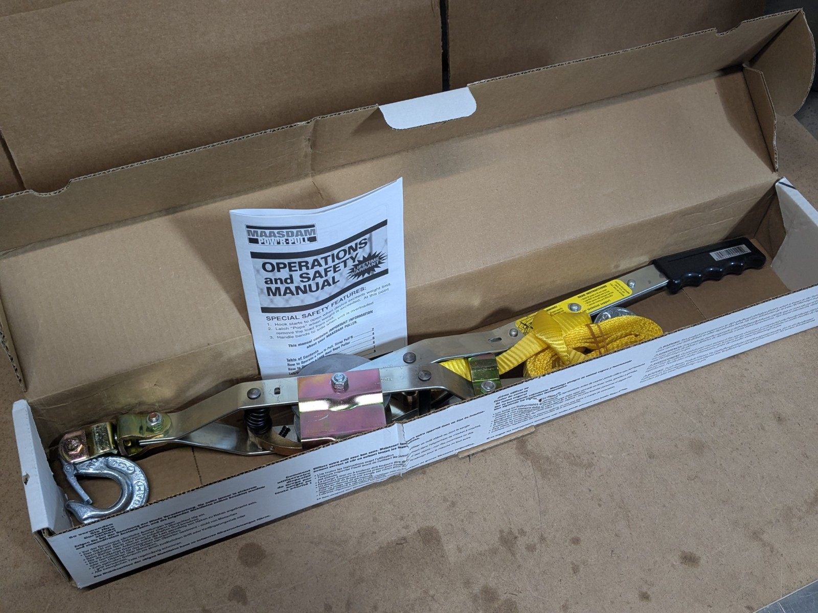 Maasdam Web Strap Puller 1 Ton Capacity 12 Ft. Cable WS-1