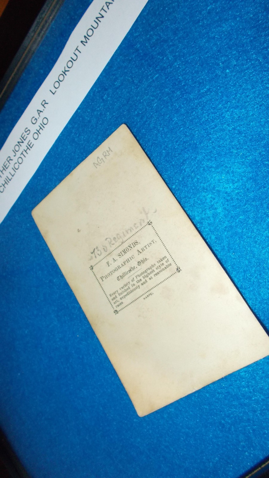 CIVIL WAR CDV 73D OVI VETERAN LOOKOUT MOUNTAIN CHILLICOTHIE OHIO