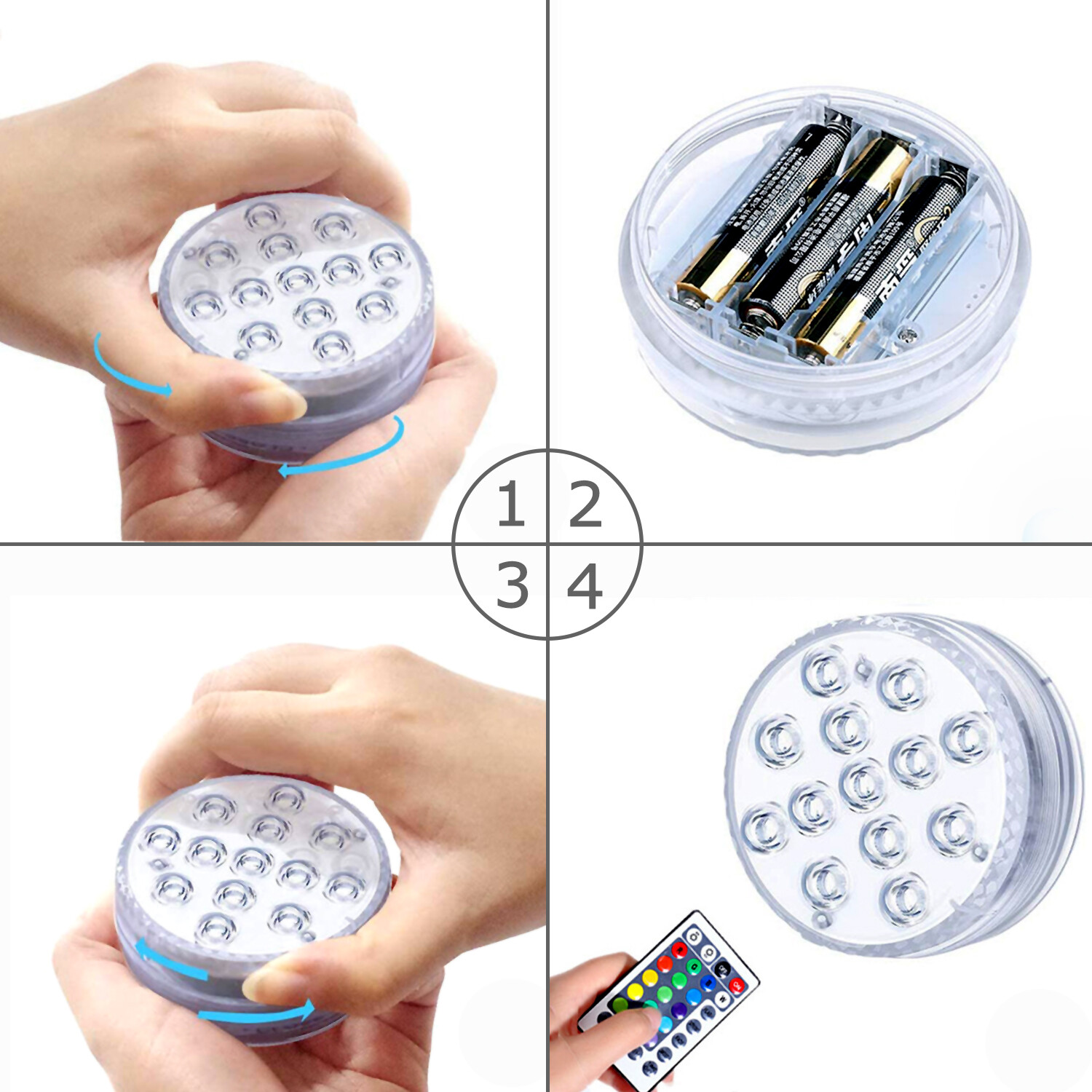 Waterproof Underwater Led Lights w/Remote for Swimming Pool Fountain Hot tube