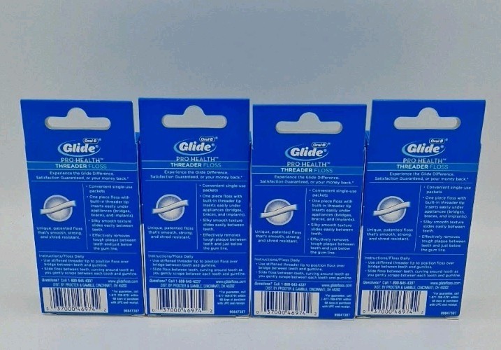Oral-B Glide Pro-Health Threader Floss - 30 Single Use Packets- 4 Pack- Original