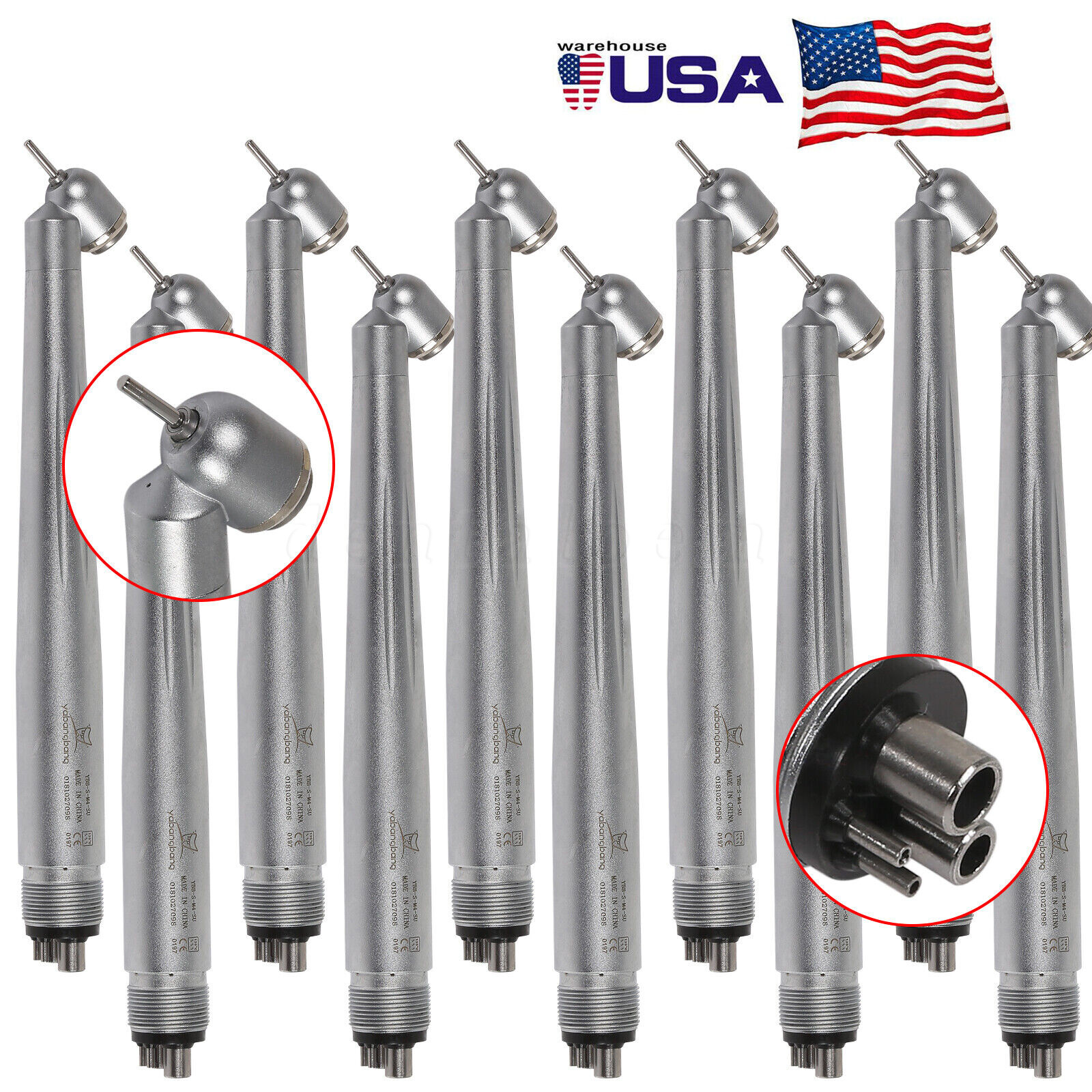 1-10 NSK Style Dental 45 Degree Surgical High Speed Handpiece Push Button 4Hole