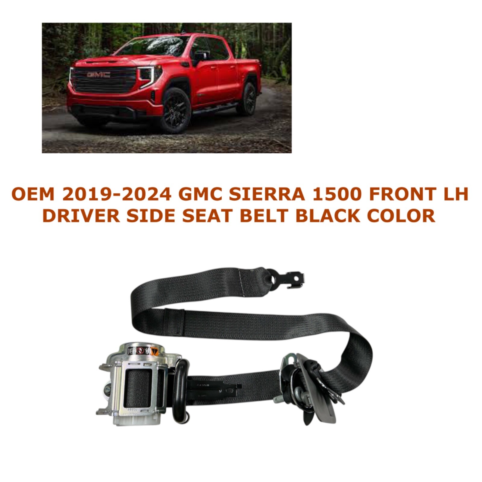 2019 20 21 22 23 2024 GMC Sierra 1500 front left side seat belt BLACK 84459234