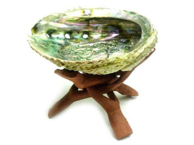 6 inch Wood Cobra Tripod Stand for display of Abalone Shell, Crystal or Geode