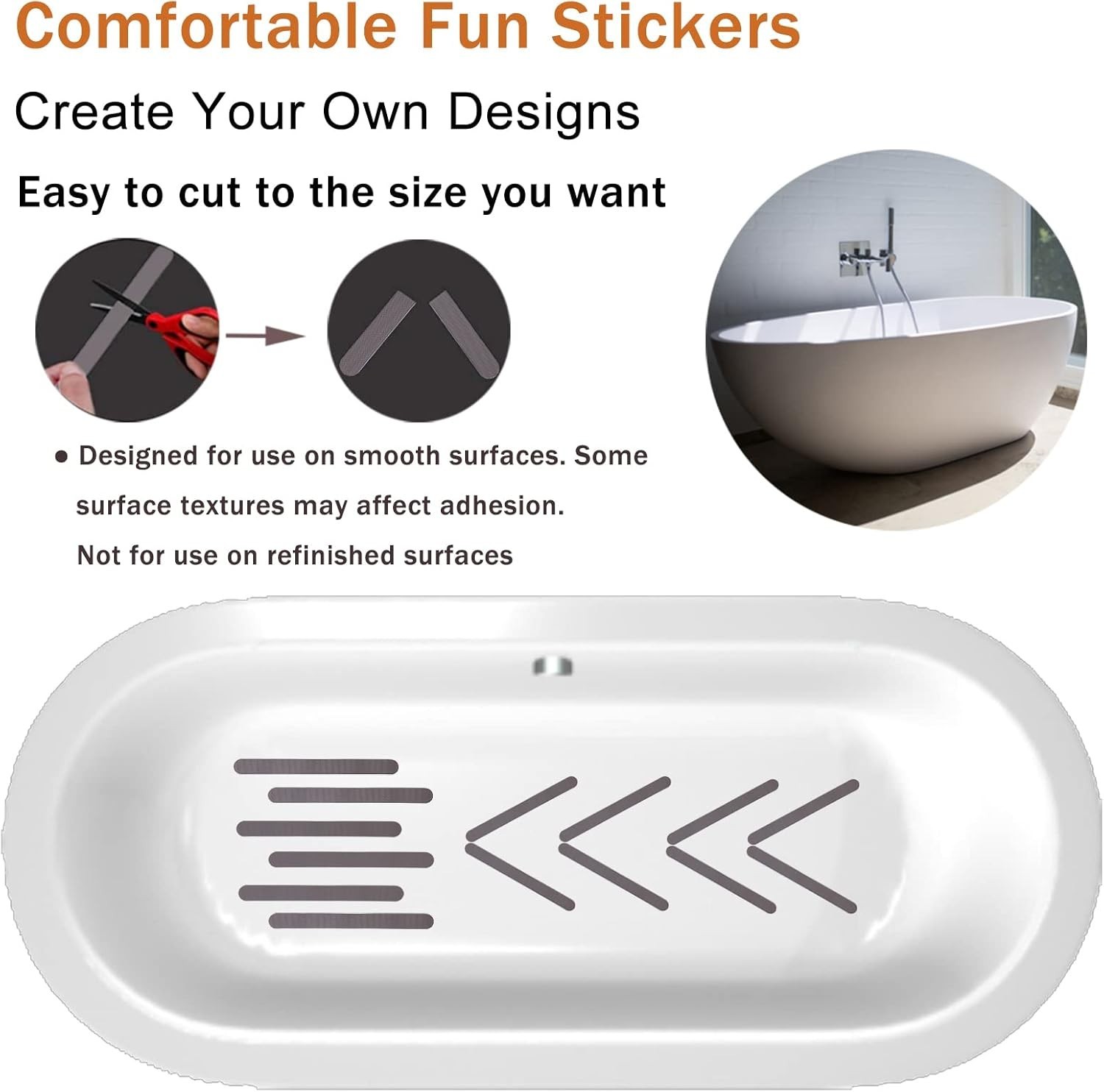 Anti-Slip Adhesive Strips for Bathtubs - 30 PCS Safety Stickers with Scraper