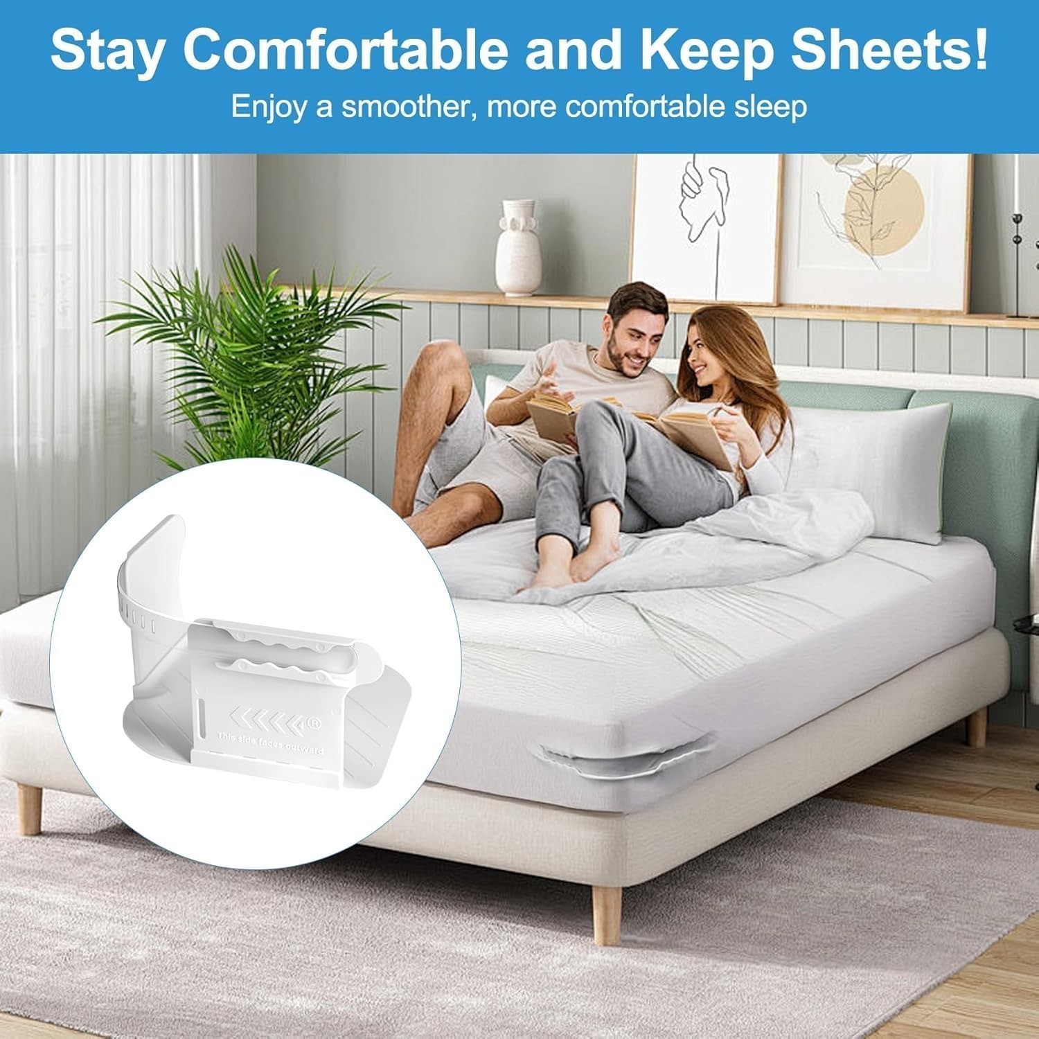 Heavy Duty Bed Sheet Holder Clips 4PCS White Plastic Corner Fastener Fits All