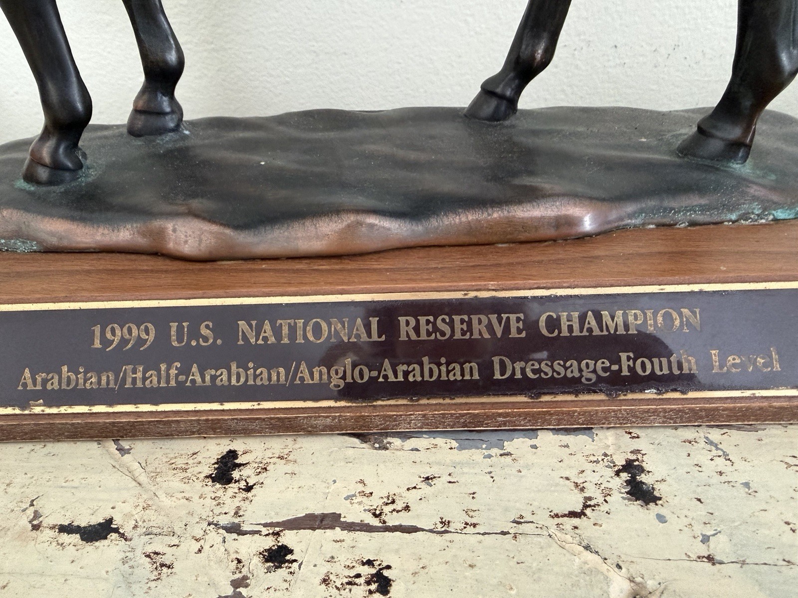 Gladys Brown Edwards (?) Champion Arabian Horse Bronze Sculpture Dressage Trophy