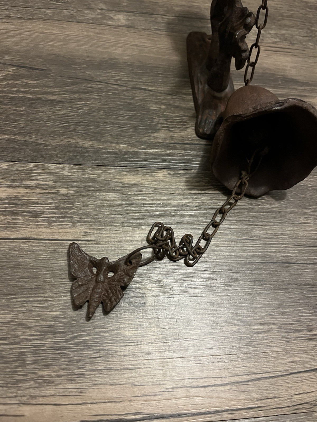 Vintage Cast Iron Bell W/Bird Hanging Wall Outdoor