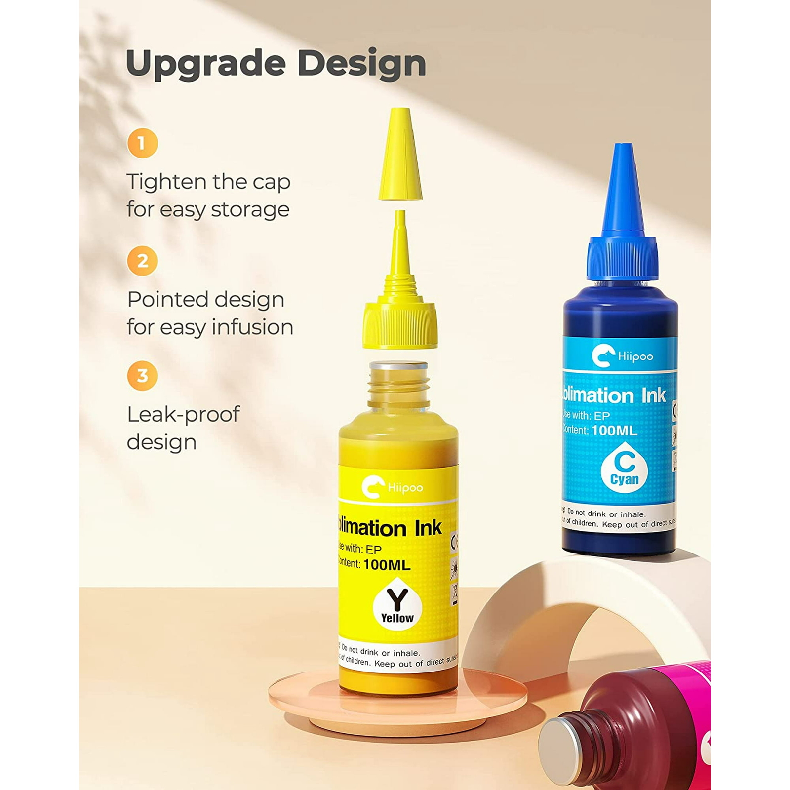 Hiipoo 4 Pack Sublimation Ink Refilled for ET2400 ET2720 ET2760 ET-2803 XP4100