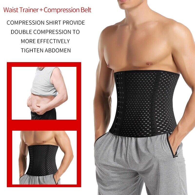 Men Waist Trainer Body Shaper Tummy Girdle Belt Belly Fat Burners Corset S-2XL