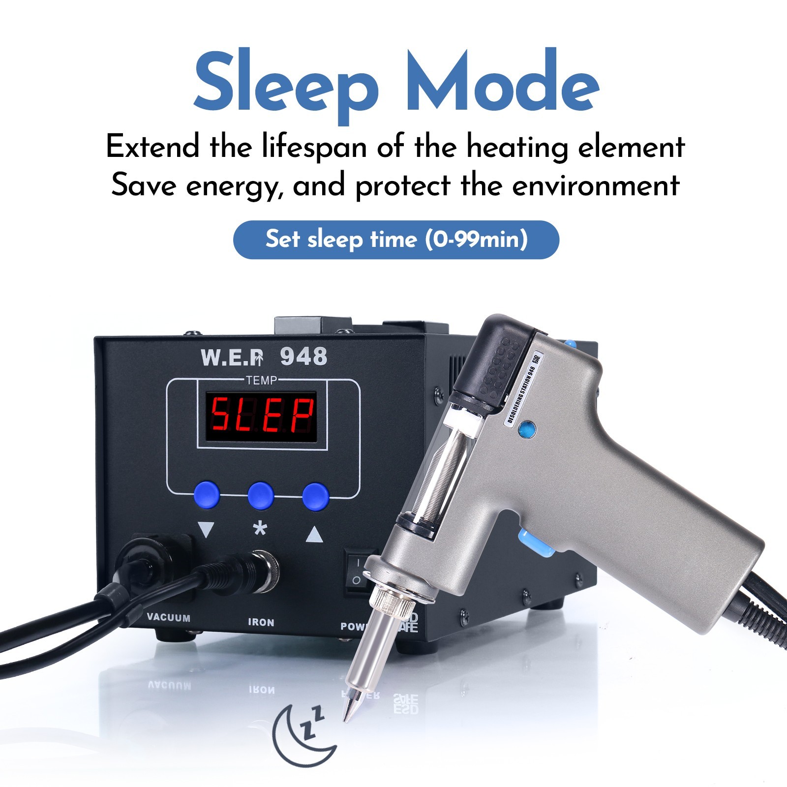 WEP Desoldering Station Digital Suction Tin Gun Vacuum For Micro-layer PCB US