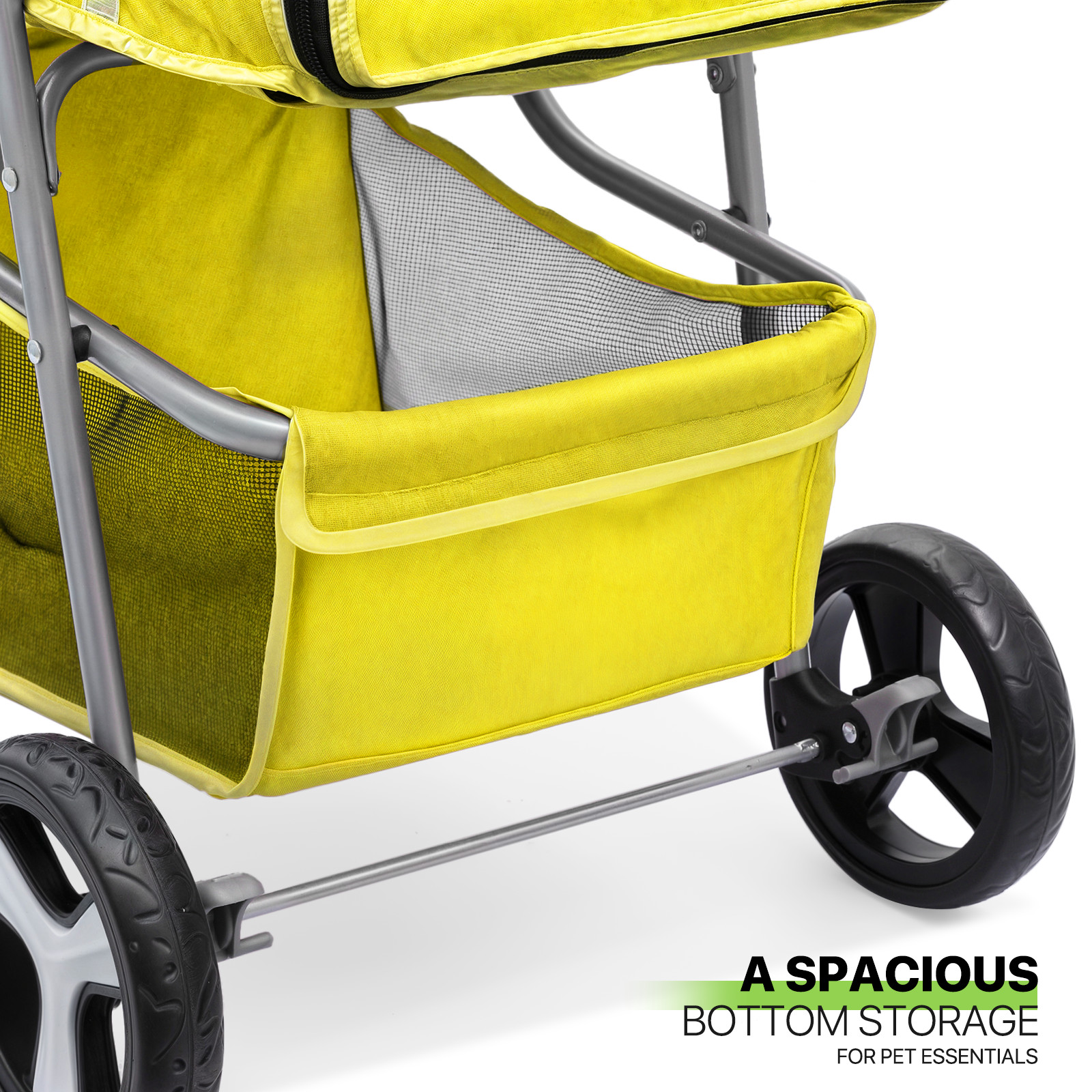 Yellow Foldable Dog Stroller Portable Pet Cat Carrier Cart w/Adjustable Sunshade