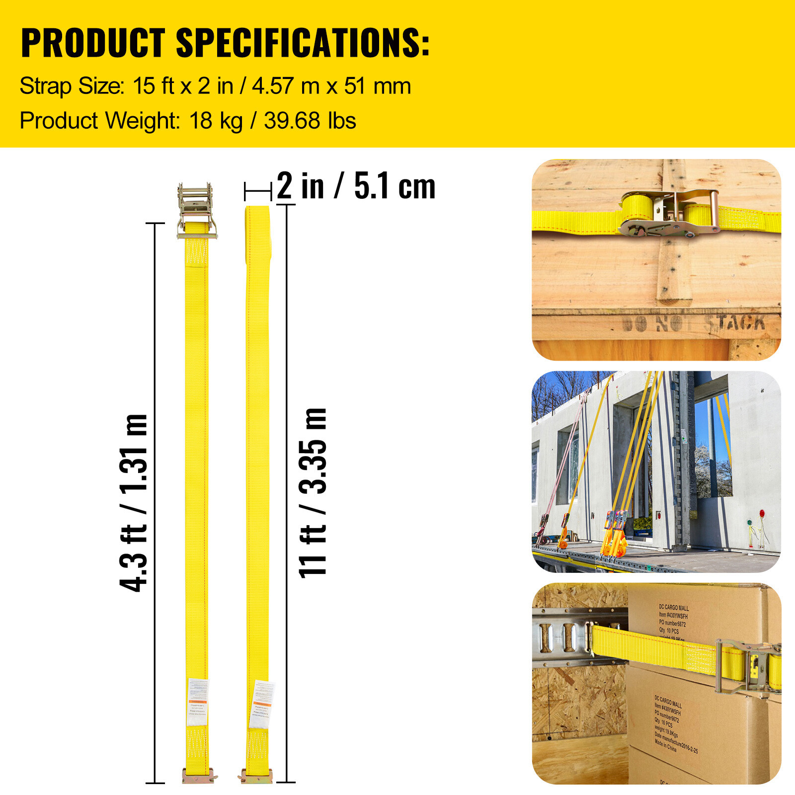 E-Track Ratchet Straps 18-Pack 2" x 15' Tie-Down Kit Cargo Van Truck Trailer