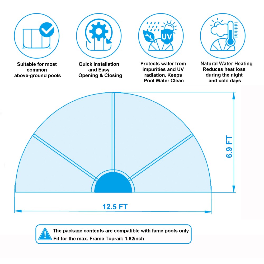 15ft Round Clear Pool Dome Enclosure for Above Ground Pools, All Weather Cover