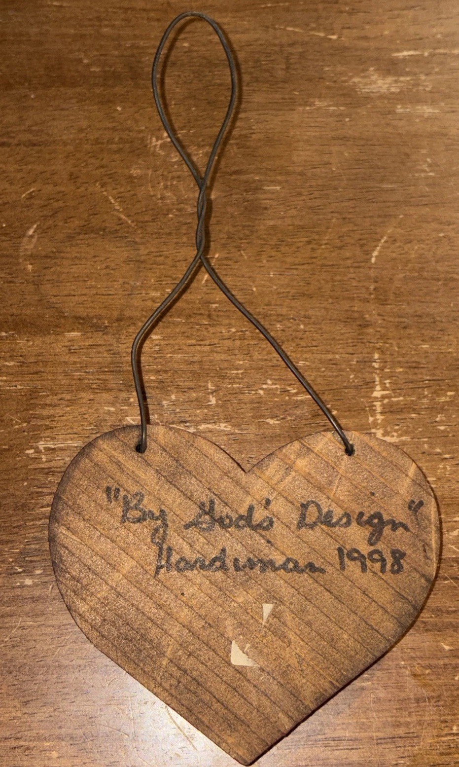 VTG Coca Cola Wooden Handcrafted Heart Shaped Sign Hanging Signed 1998 Handiman
