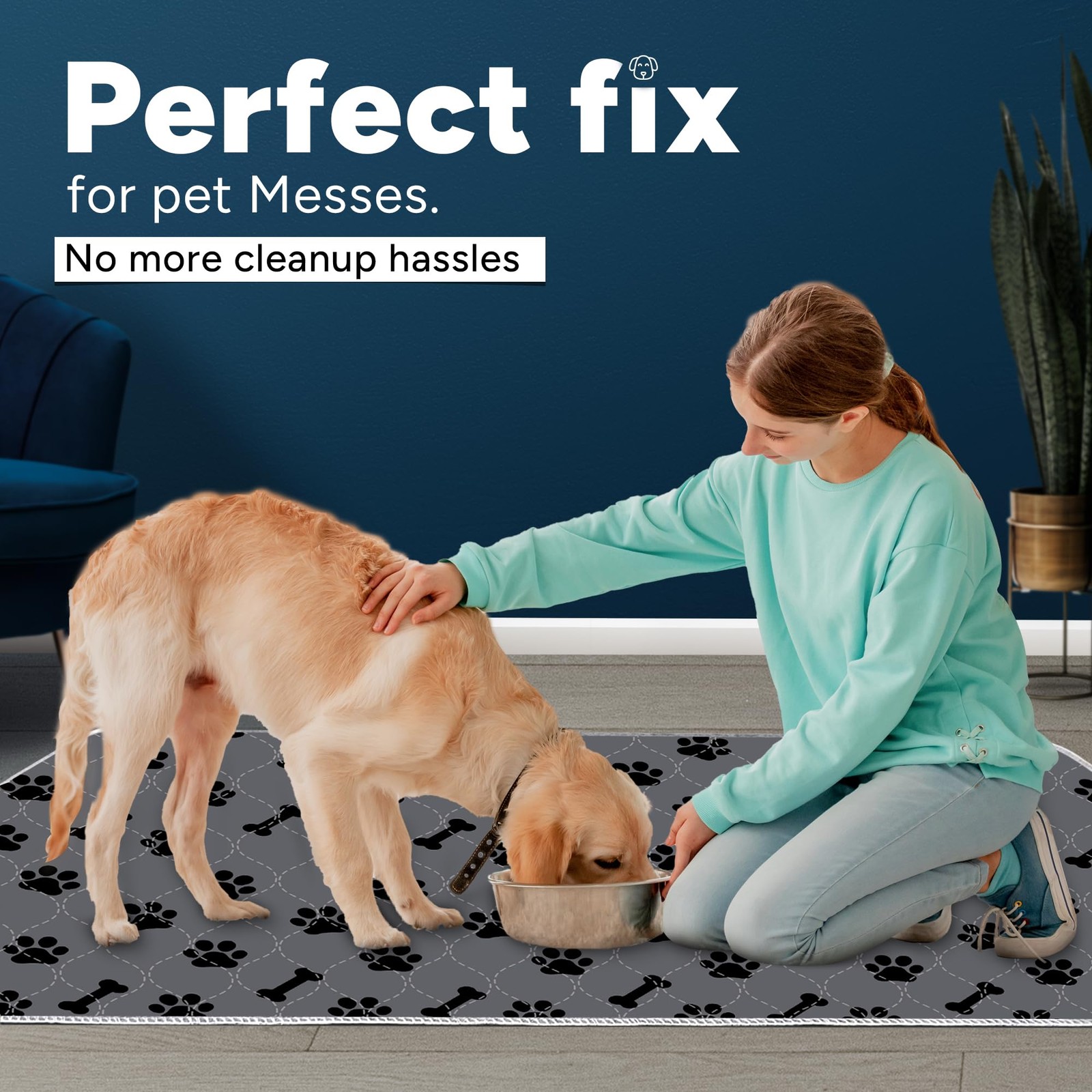 Washable Pee Pads for Dogs, 2 Pack Large 34"x36" Super Absorbent Dog Training...