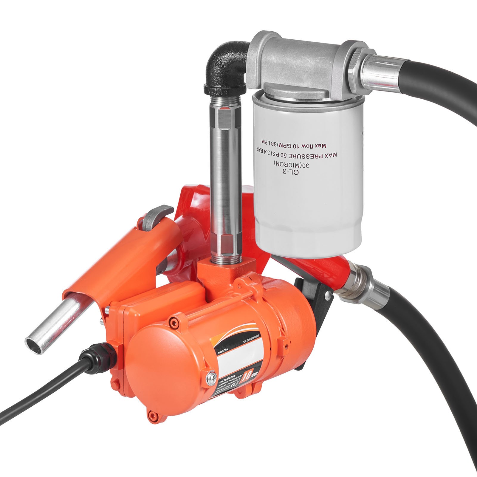 Uimoso 12V DC Fuel Transfer Pump, 10 GPM for Diesel, Gasoline, with Auto Nozzle