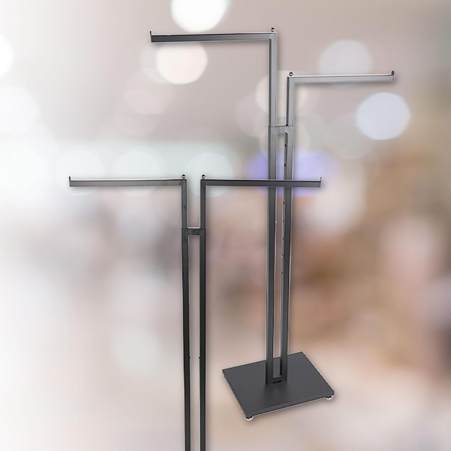 Clothes Rack Two Way 2 Straight Arms Clothing Garment Black Matte & Chrome 72"