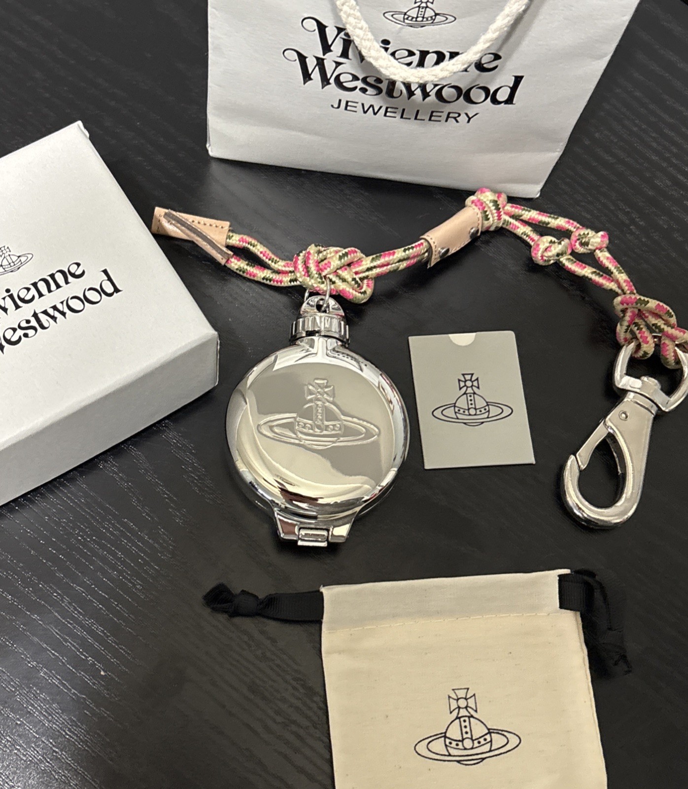 Vivienne Westwood ORB Portable Ashtray Silver Mixed-color Paracord New With Box