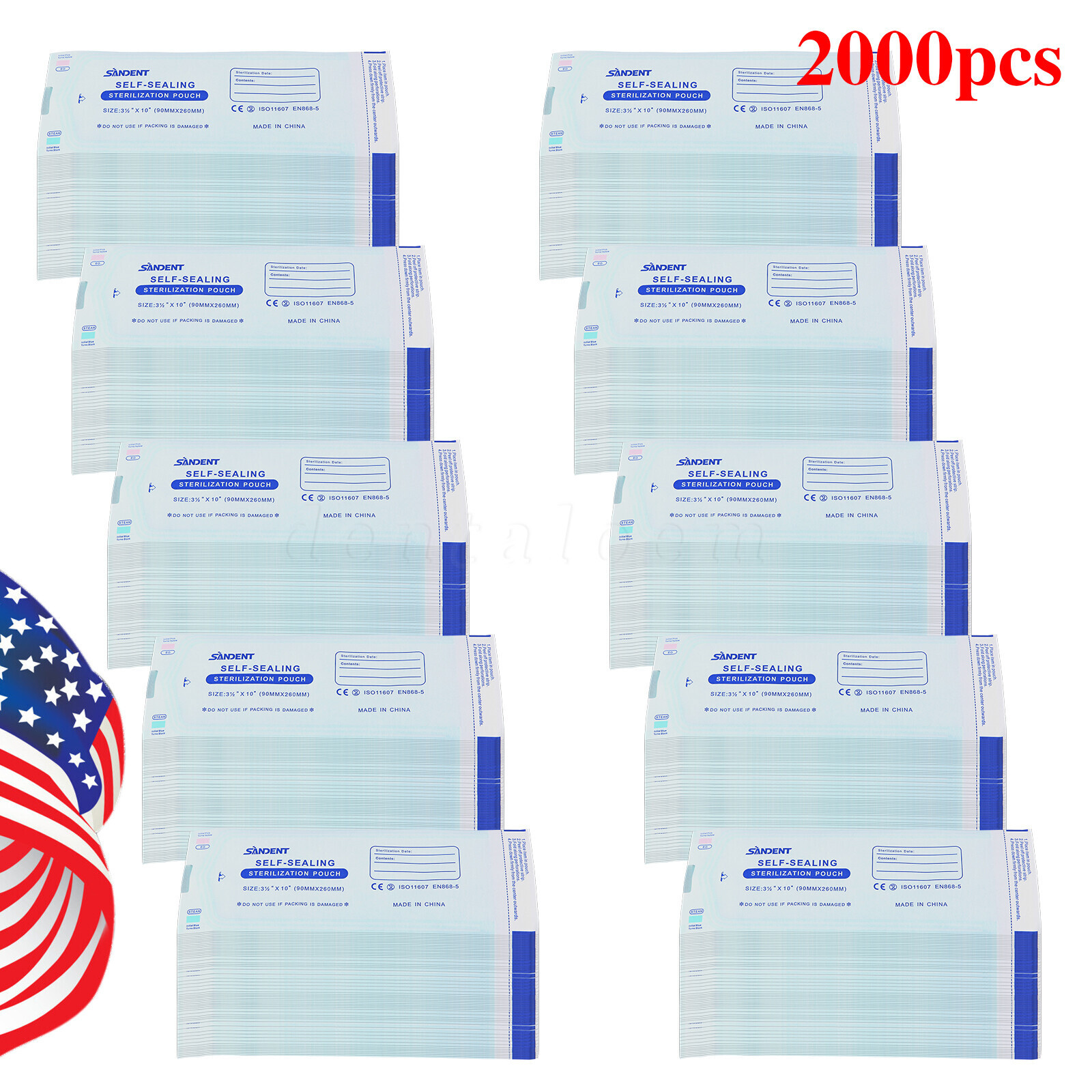 Dental Medical Self-Sealing Sterilization Pouches 3-1/2"x10" up to 4000