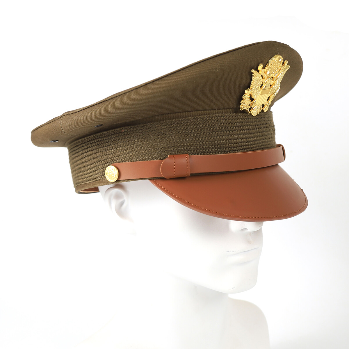 7 3/8 WW2 US Army Visor Hat Officer Cap Eagle Badge WWII Reproduction