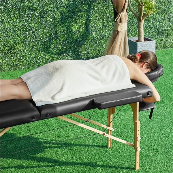 Portable Massage Table Lash Bed Tattoo Table Beauty Folding Bed Adjustable Black