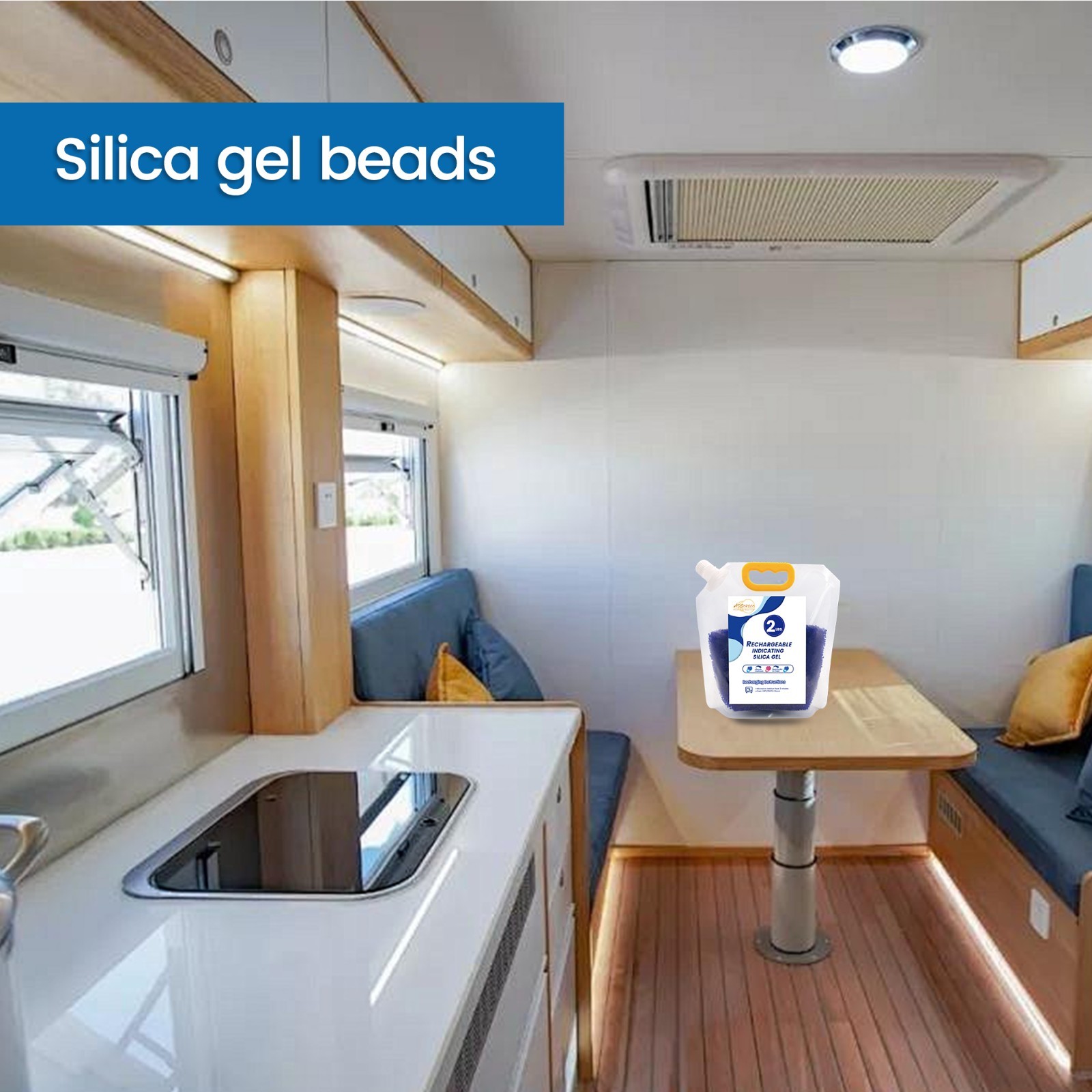 2 LBS Adsorbco Desiccant Beads, Indicating Silica Gel Beads (Blue to Pink)