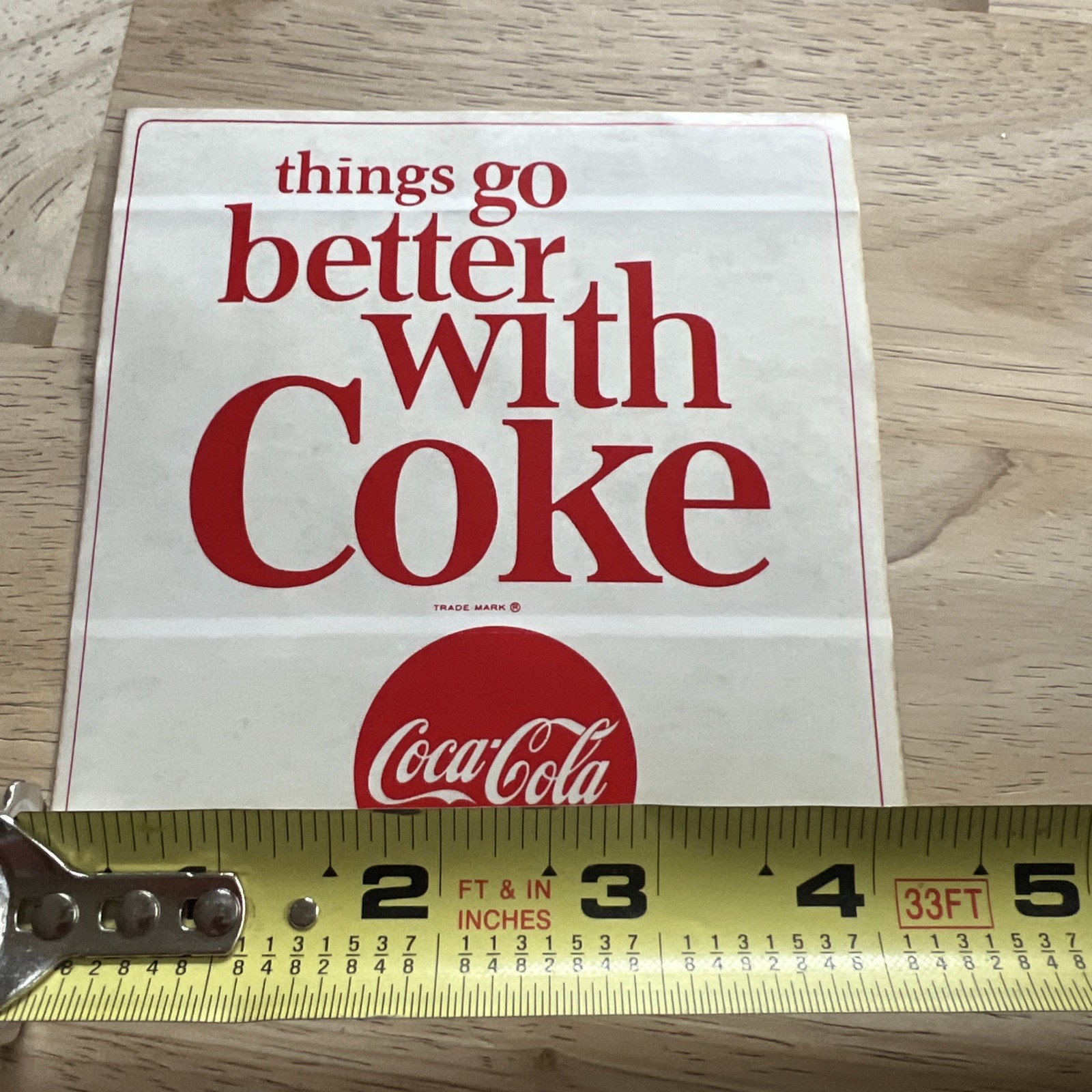Vintage Coca Cola Stick on Decal Made In USA