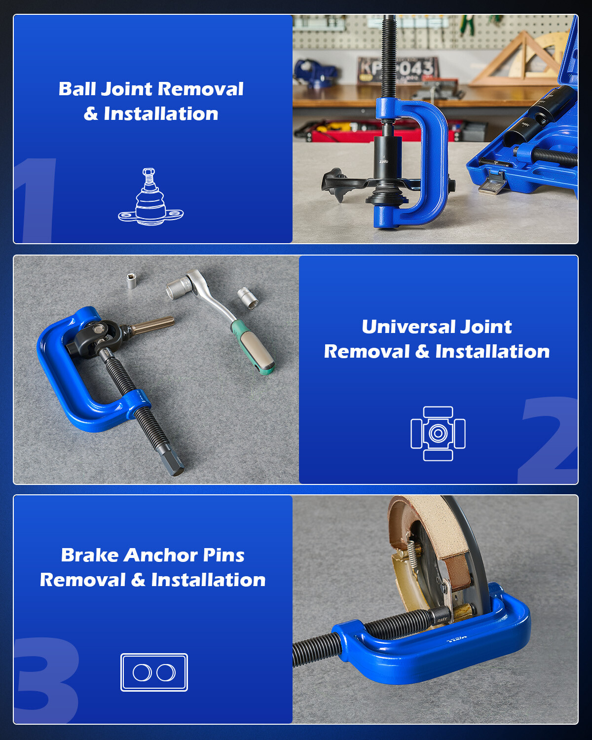 21PC C-PRESS BALL JOINT MASTER SET SERVICE KIT REMOVER INSTALLER 2 4 WD AUTO