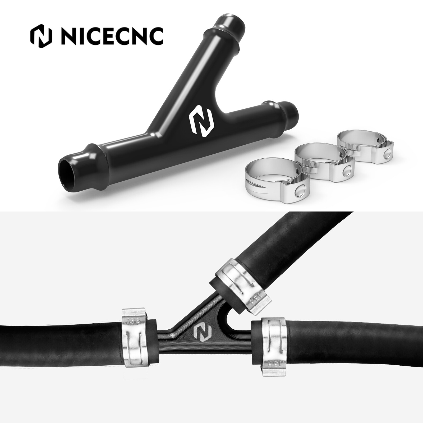 Y Fitting Connector Adapter With Clamps For Can-Am Renegade 1000R 800R 570 500