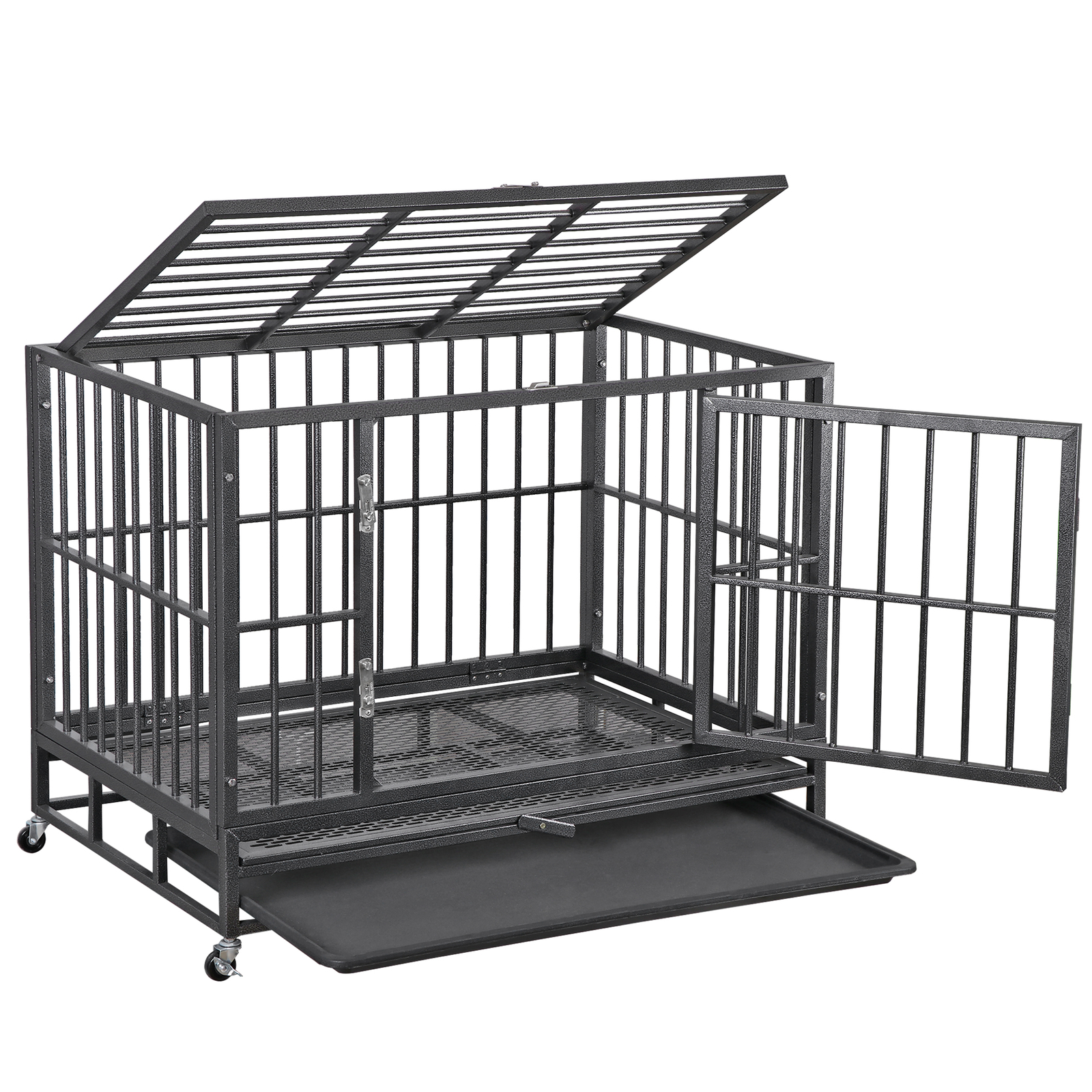 Heavy Duty Large Dog Cage with 0.5 Inch Diameter Steel Tubes For Large Dogs